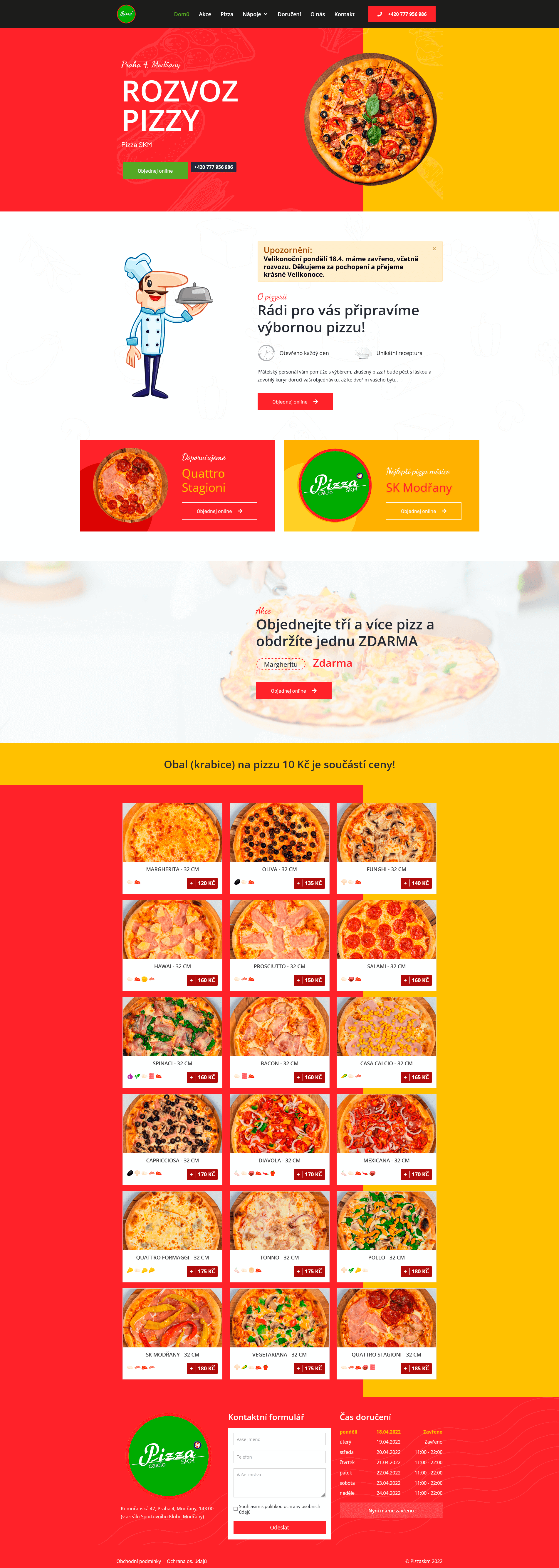 Полная страница сайта доставки Pizza S.K.M.